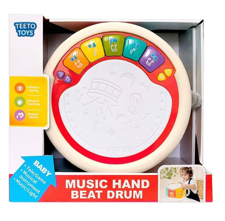 طبل موزیکال کودک Teeto Toys با دکمههای رنگی و قابلیت پخش موسیقی و نور