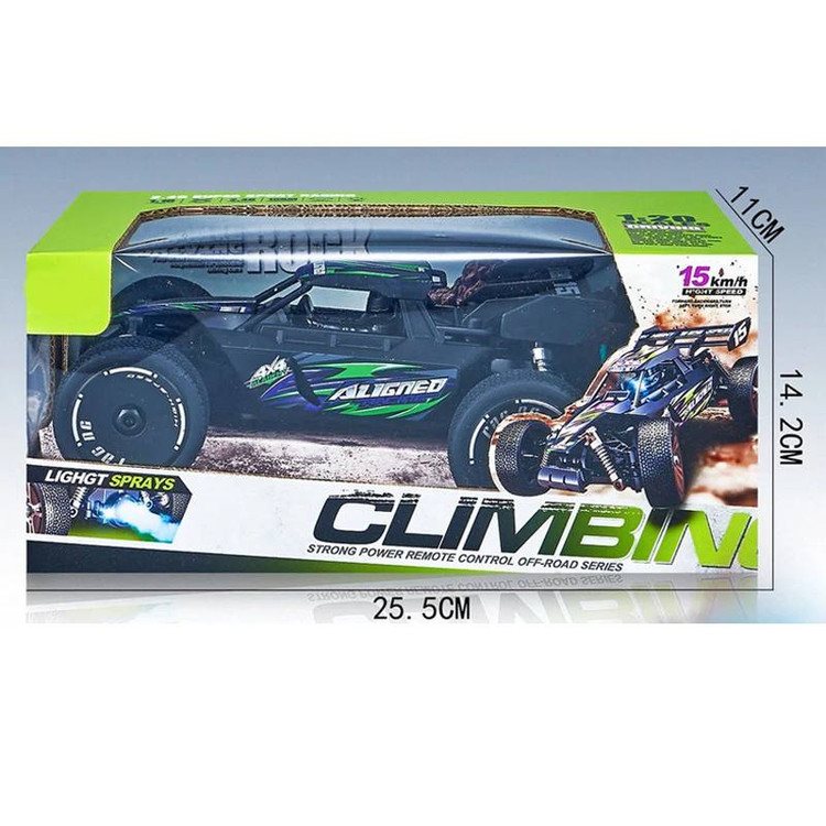 ماشین کنترلی آفرود CLIMBIN مشکی با جزئیات سبز و چراغ